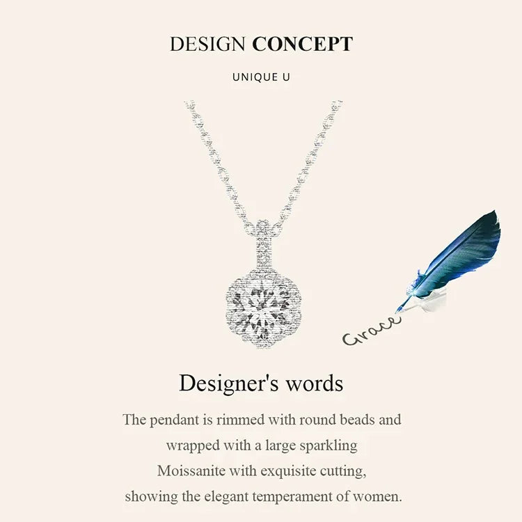 Pendentif Collier en Argent Sterling et Moissanite 1 carat "Pétale de Perfection"