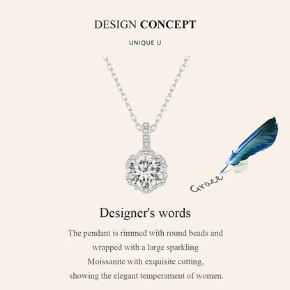 Pendentif Collier en Argent Sterling et Moissanite 1 carat "Pétale de Perfection"