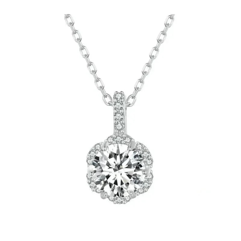 Pendentif Collier en Argent Sterling et Moissanite 1 carat "Pétale de Perfection"