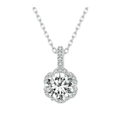 Pendentif Collier en Argent Sterling et Moissanite 1 carat "Pétale de Perfection"