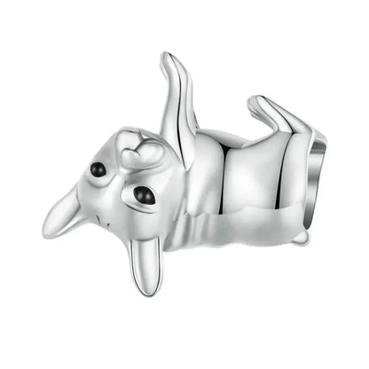Pendentif Chien Argent Sterling 925 Véritable pour Bracelet - Caniche Teckel