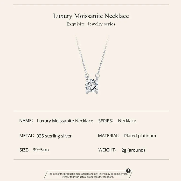 Radiant 1ct Moissanite Sterling Silver Pendant Necklace