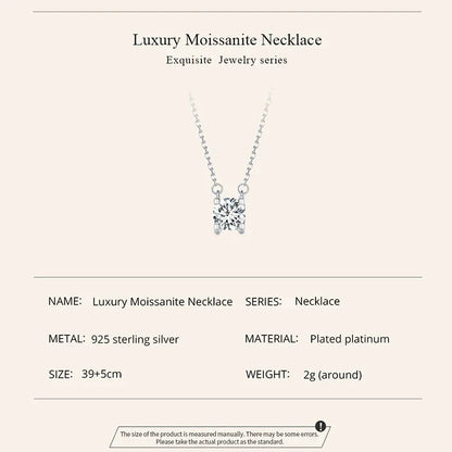 Radiant 1ct Moissanite Sterling Silver Pendant Necklace