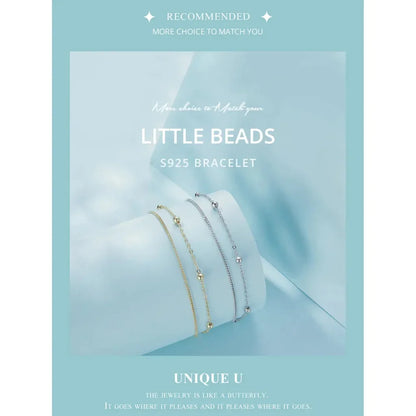 925 Sterling Silver Double Bead Chain Bracelet