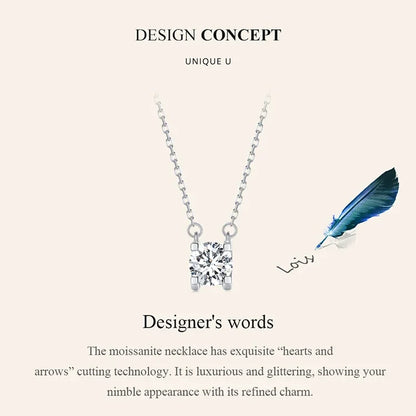 Radiant 1ct Moissanite Sterling Silver Pendant Necklace