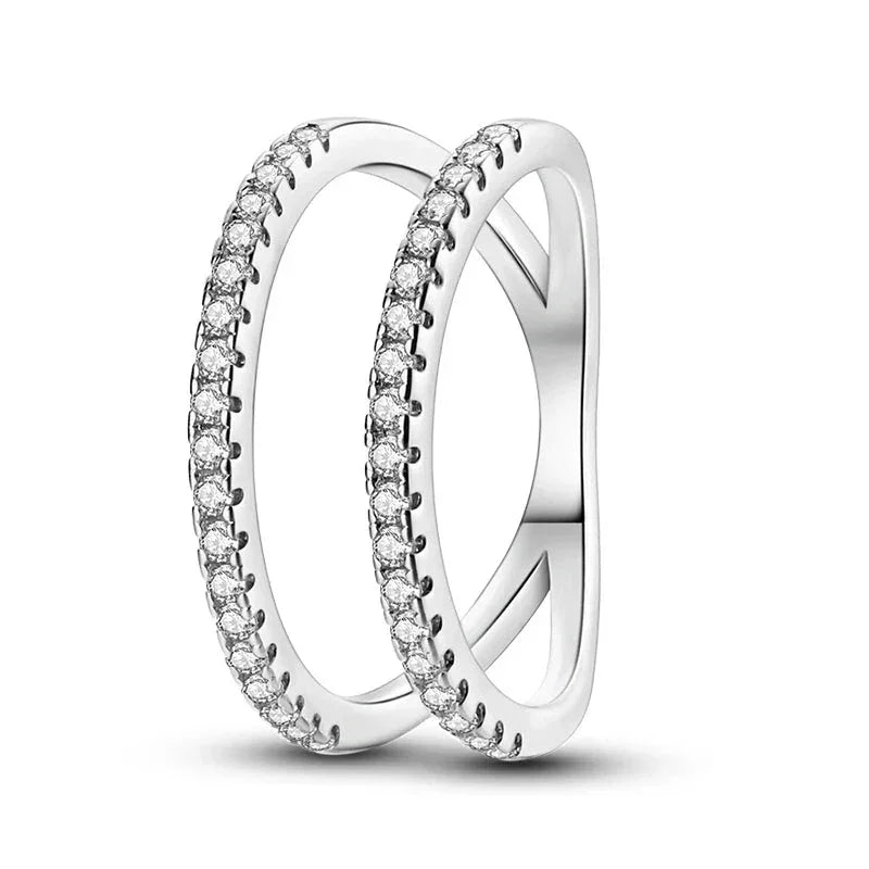 925 Sterling Silver CZ Wishbone Ring