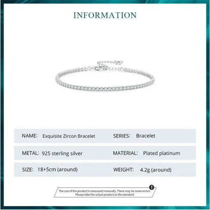 925 Sterling Silver CZ Tennis Bracelet