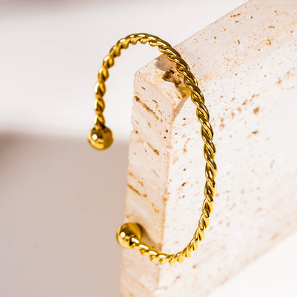 SAFIYA: Twisted Elegance - Adjustable Rope Bracelet with Ball Bead Accents