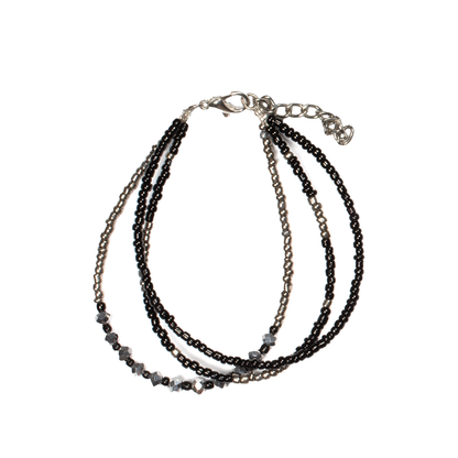 Triple Strand Bracelet with Crystal Bead