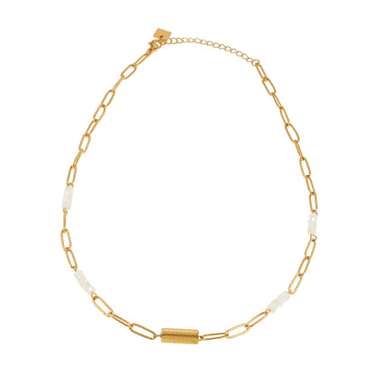 Collier SEDONA : Combinaison de coquillages naturels et d'une chaîne trombone dorée avec un pendentif Art déco