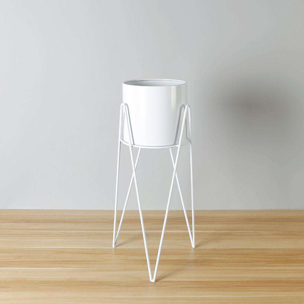 Cache-pot Shira blanc avec pieds épingle (61cm)