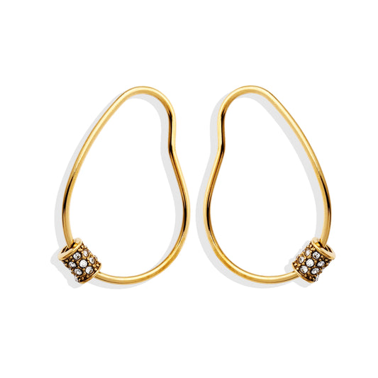 Boucles d'oreilles créoles irrégulières SIMAN avec pavé de zircones en or