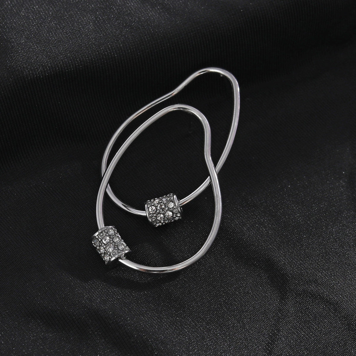 SIMAN Irregular Shaped Pavé Zirconia accented Hoop Earrings in Silver