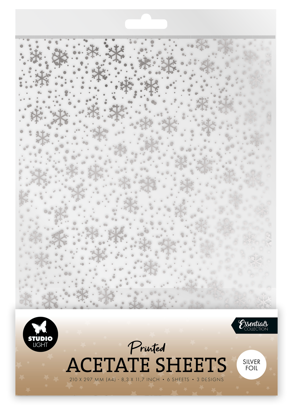 SL Acetate Sheet Snowflakes Silver Essentials 6 Sheets