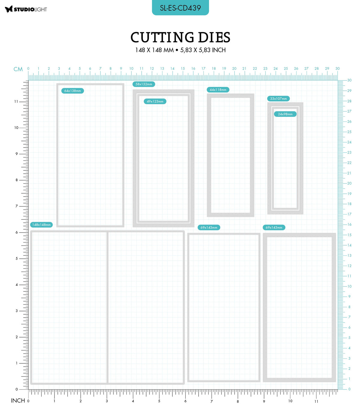 SL Matrices de Découpe Carte Pliée Mini Slimline Essentials 148x148x1mm 9 PC nr.439