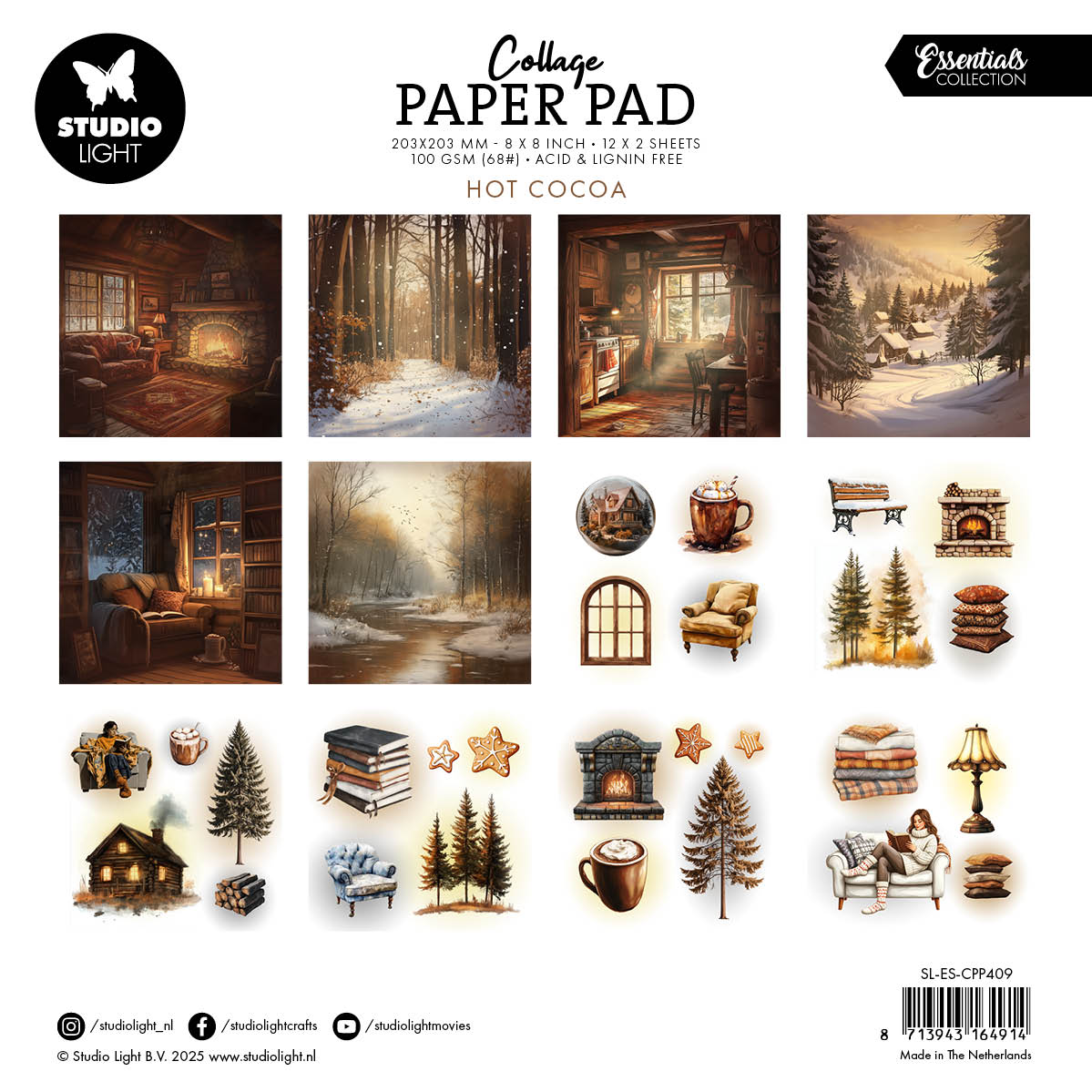 SL Collage Paper Pad Hot Cocoa Essentials 203x203x5mm 24 Sheets