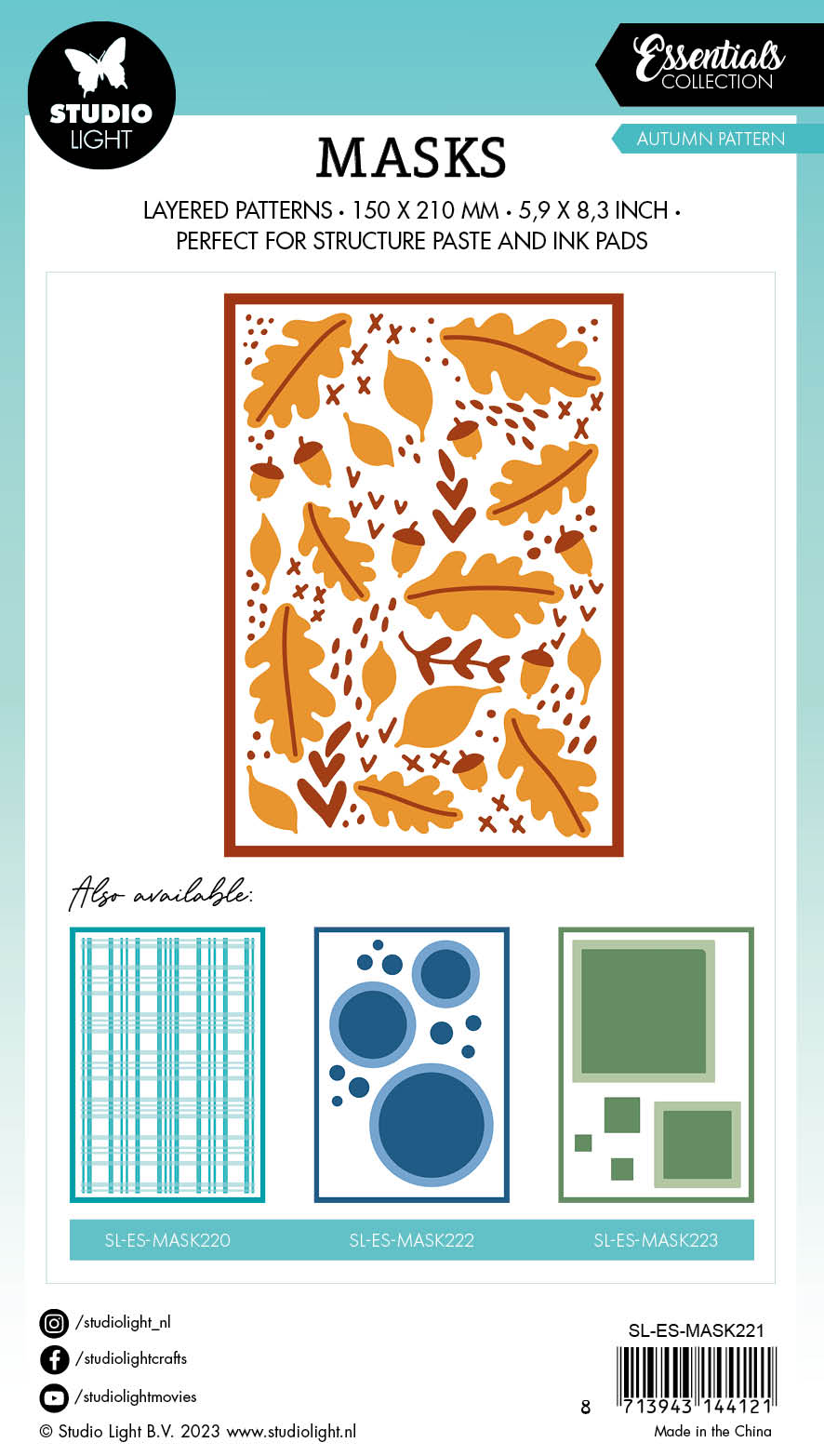 Masque SL Motifs d'Automne Essentiels 150x210x1mm 1 pièce n°221
