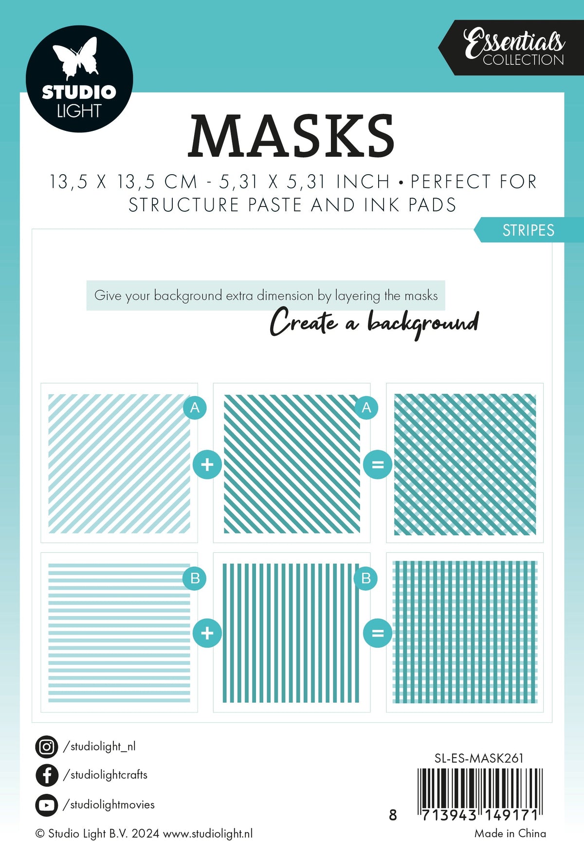 SL Masque Rayures Essentiels 135x135x1mm 2 PC n°261