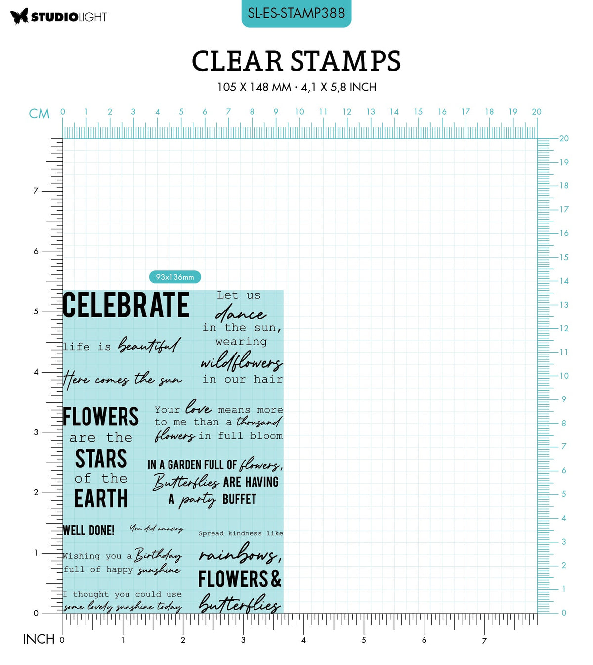 Tampon transparent SL "Celebrate Sentiments Essentials" 93x136x3mm 12 pièces réf. 388