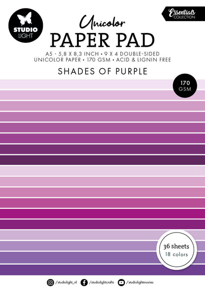 Bloc de papier unicolore SL Nuances de violet Essentiels 36 feuilles
