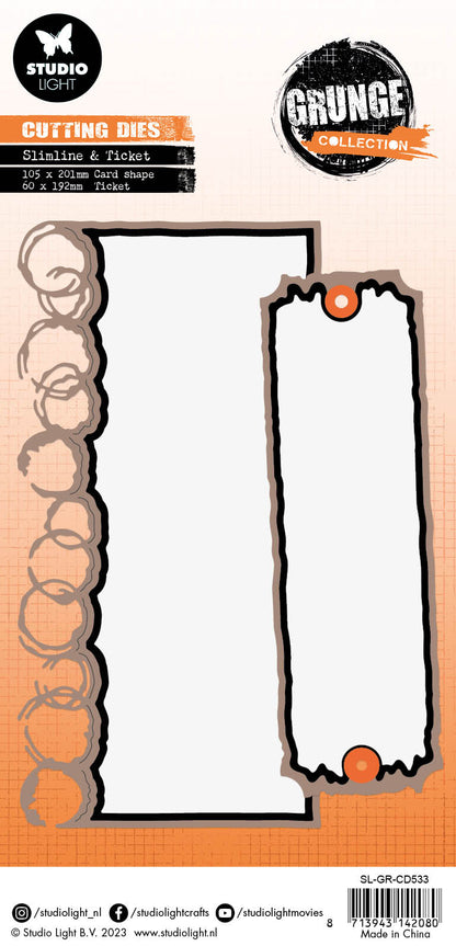 Matrices de découpe SL Slimline & Ticket Grunge Collection 105x210x1mm 8 pièces nr.533