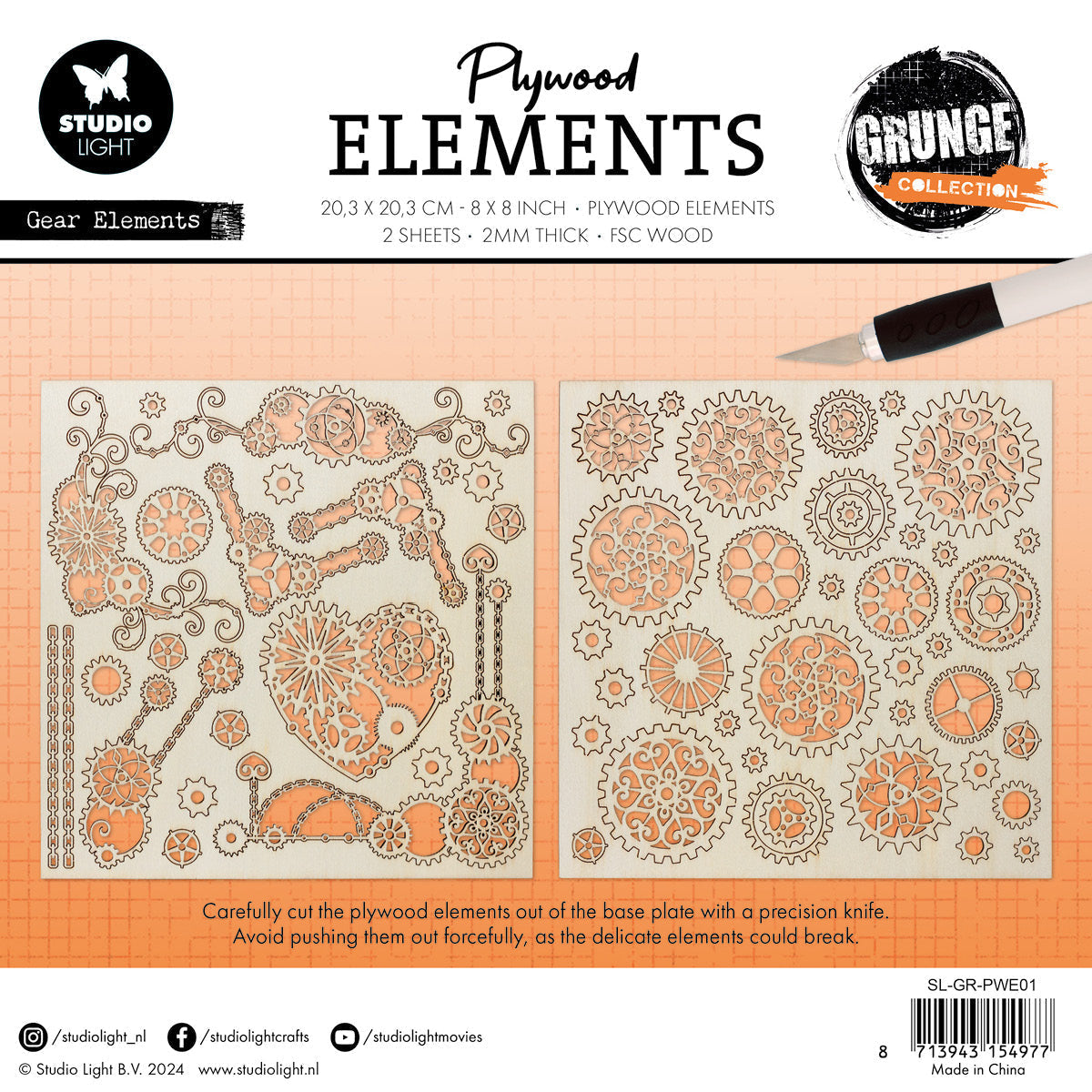 SL Éléments de contreplaqué Éléments d'engrenage Collection Grunge 2 PC