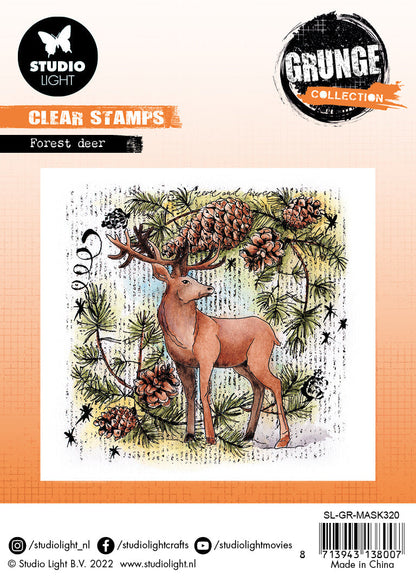 SL Tampon transparent Cerf de la Forêt Collection Grunge 130x130x3mm 1 pc n°320