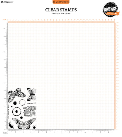 SL Tampon Transparent Collection Papillons Effet Vieilli 14 Pièces