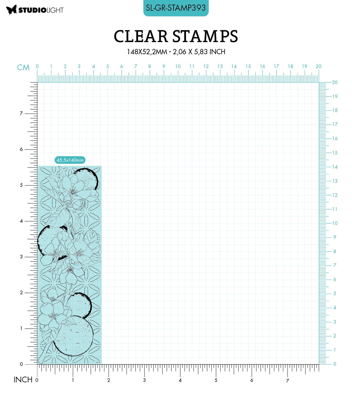 SL Clear Stamp Branche de primevère Collection Grunge 45,5x140x3mm 1 pièce n°393