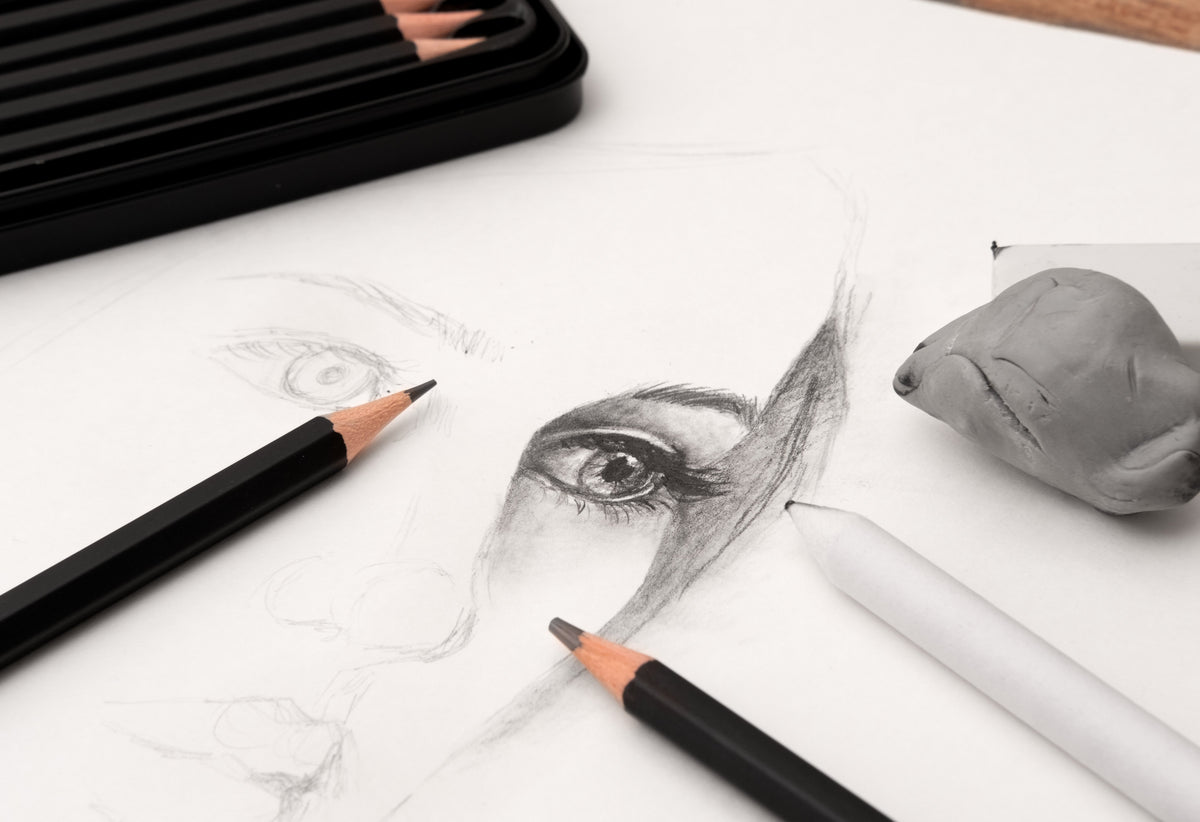 SL Outils de Dessin Gommes Malaxée et Vinyle, Taille-Crayon Essentiels 3 Pièces