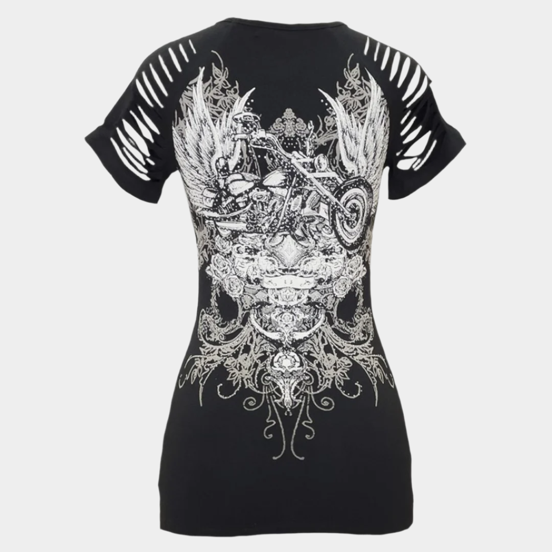 Débardeur Femme Tête de Mort & Ailes avec Strass
