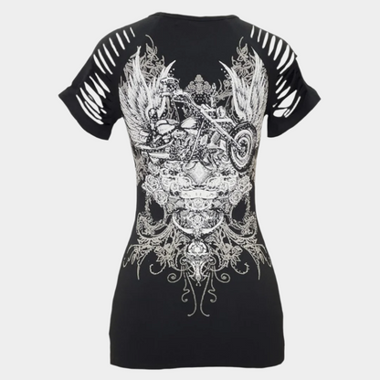 Débardeur Femme Tête de Mort & Ailes avec Strass