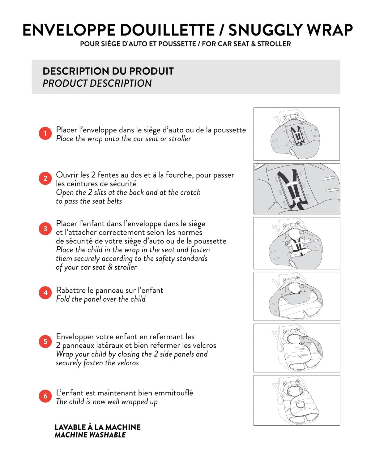 Couverture douillette noire pour siège auto et poussette