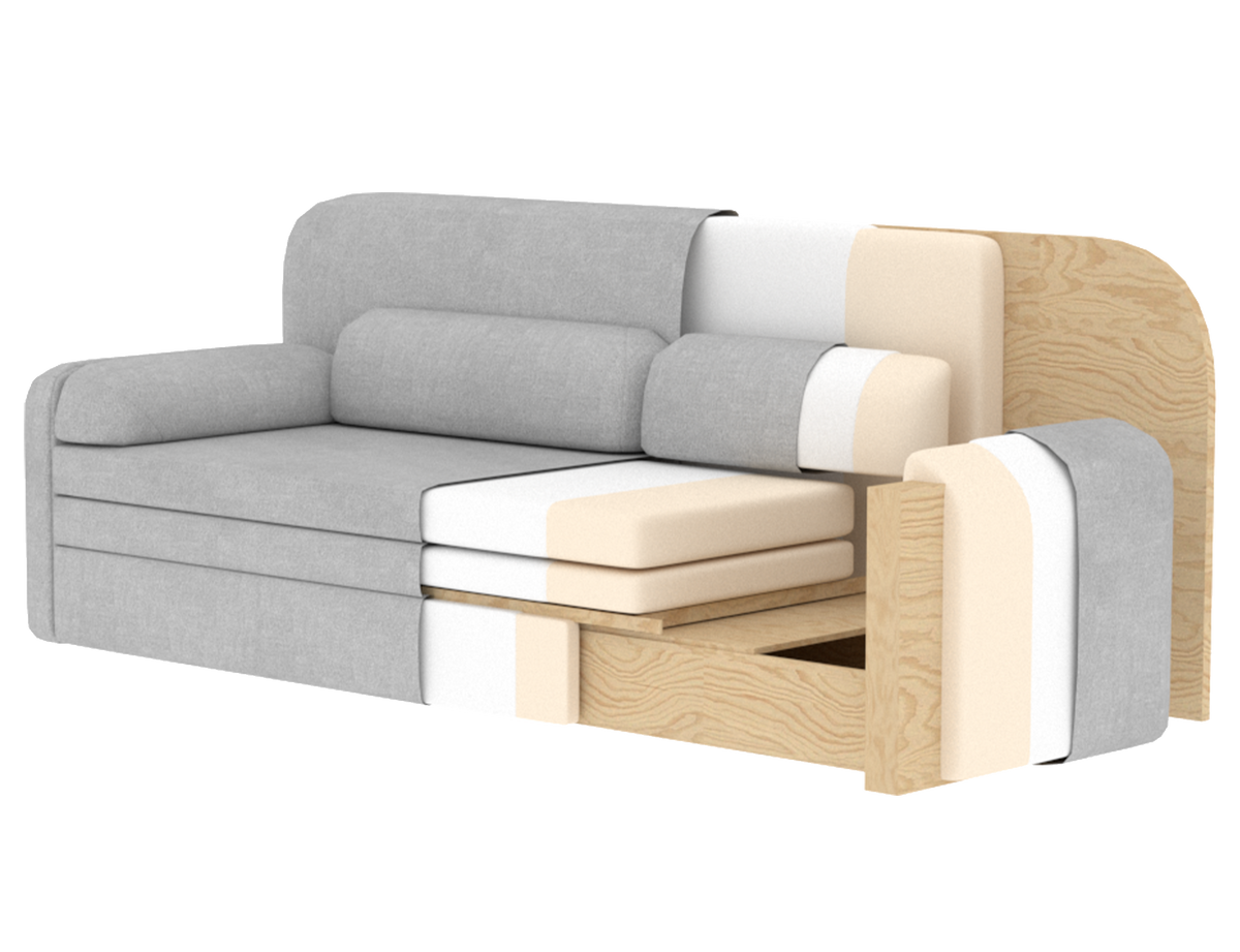 Elioss 3 Seater Storage Sleeper Sofa - Fudge Brown