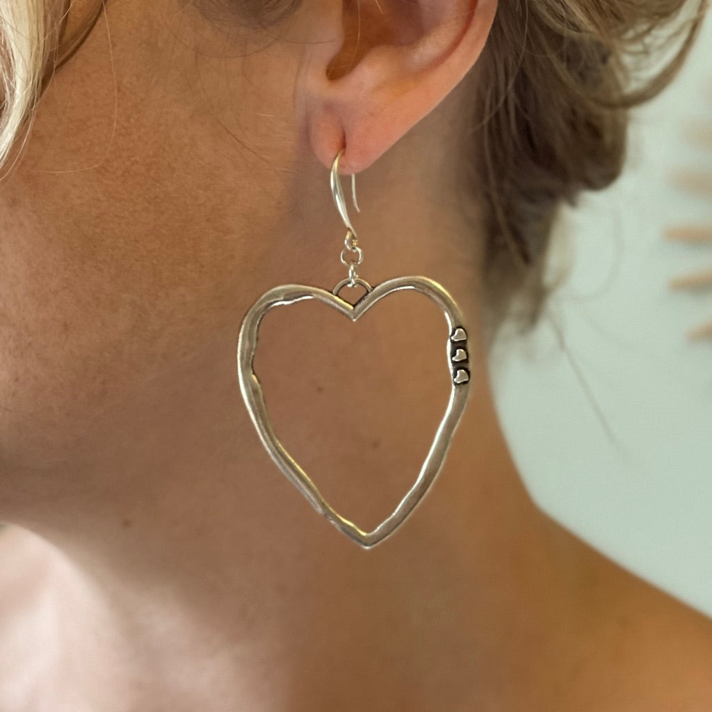 Boucles d'oreilles cœur ouvert en plaqué argent