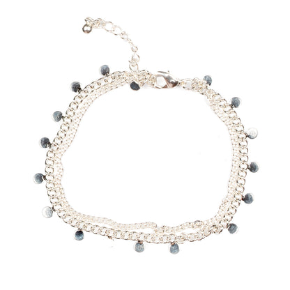 Double Disc Chain Bracelet - Silver Plate