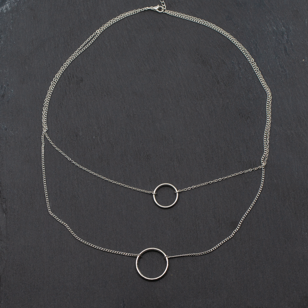 Double Strand Ring Necklace In Silver Plate