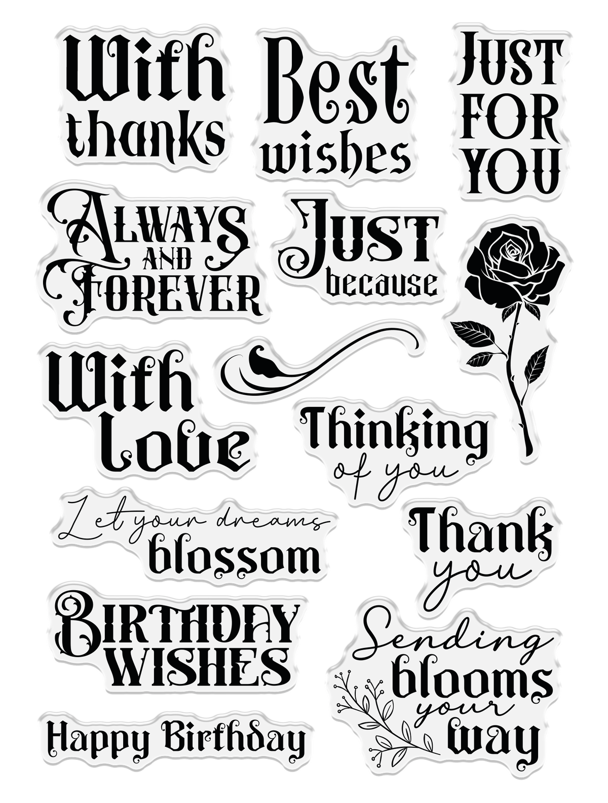 Sara Signature Thorn & Bloom Clear Acrylic Stamp Set - Sending Blooms