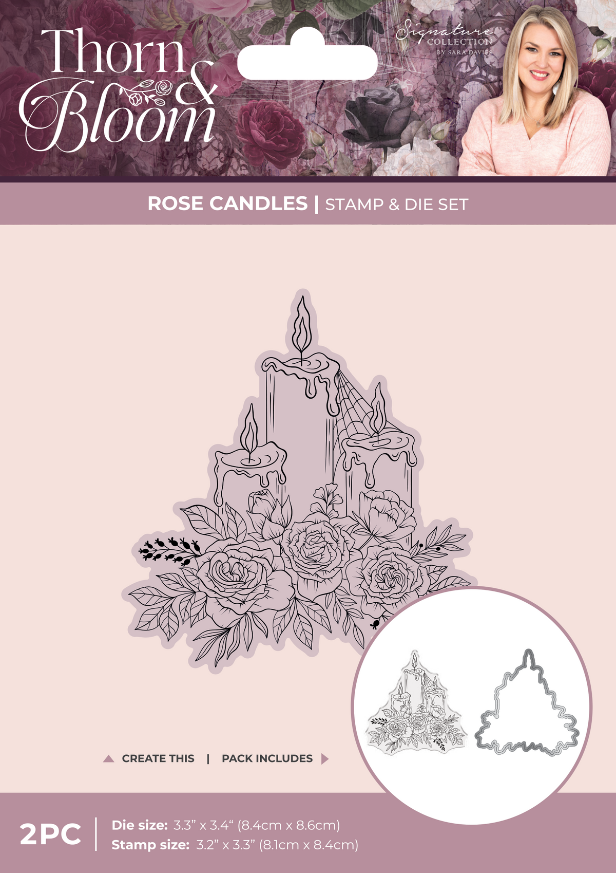 Sara Signature Thorn & Bloom Stamp & Die Set - Rose Candles