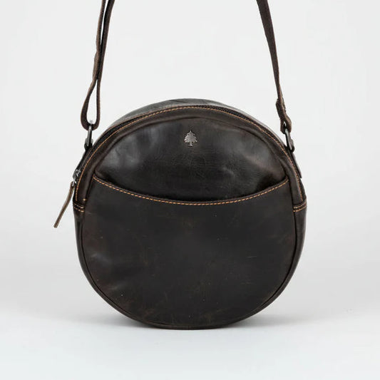 Greenwood Leather Round Crossbody Bag