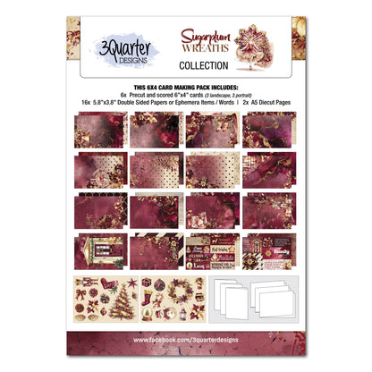 3Quarter Designs Couronne de Noël Sugarplum  Paquet de 6x4 Cartes