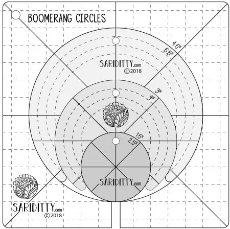 Règle à long bras – Boomerang et cercles 4 pièces – Sariditty