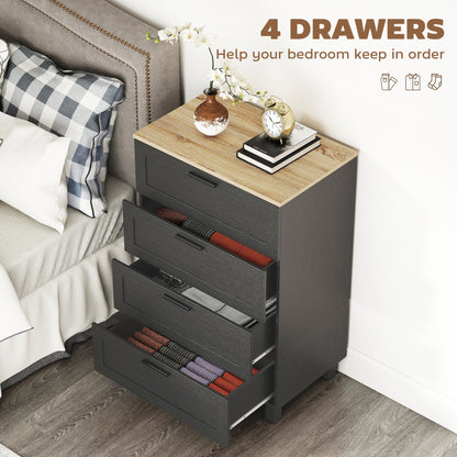 Taylor Chest of Drawers for Bedroom with Solid Wood Legs-Black