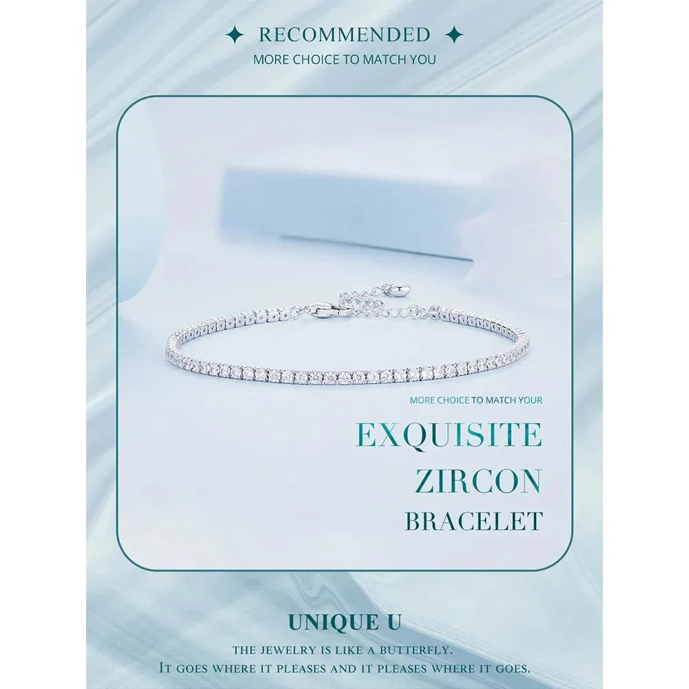 925 Sterling Silver CZ Tennis Bracelet