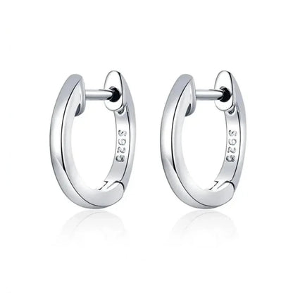 Genuine Sterling Silver Hoop Earrings - Elegant Rose Gold Color - Women's Fashion jewelry SCE808