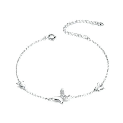 Sterling Silver Butterfly Charm Bracelet – Adjustable