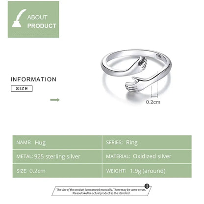 Sterling Silver Hug Ring (Adjustable)