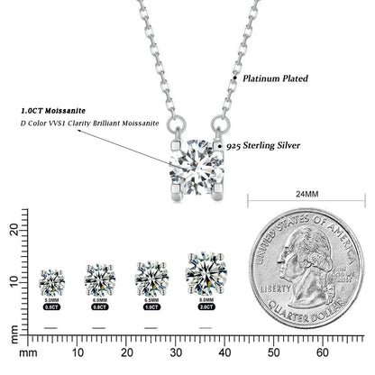 Radiant 1ct Moissanite Sterling Silver Pendant Necklace