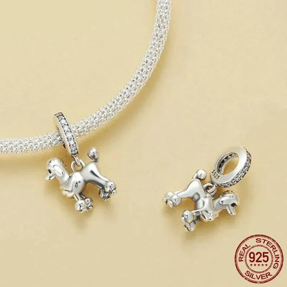 Pendentif Chien Argent Sterling 925 Véritable pour Bracelet - Caniche Teckel