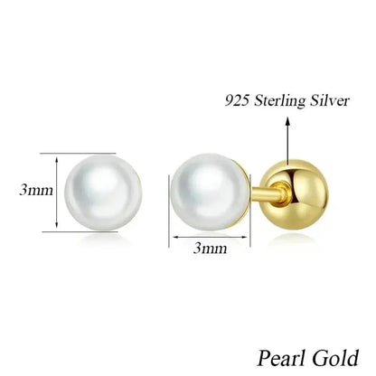 Charme et élégance : clous d'oreilles à vis en argent sterling 925 avec perles
